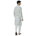 thumbnail image 5 of Ethnix Men's Indian Mandarin Collar Textured Ikkat Print Kurta Tunic Pajama Set; Off-White; MD, 5 of 6