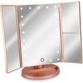 thumbnail image 1 of Led Cosmetic Mirror Foldable Standing Mirror - Illuminated Make-Up Mirror Make-Up Mirror 2-Fold 3-Fold Magnifying Mirror - In Rose Gold, 1 of 7