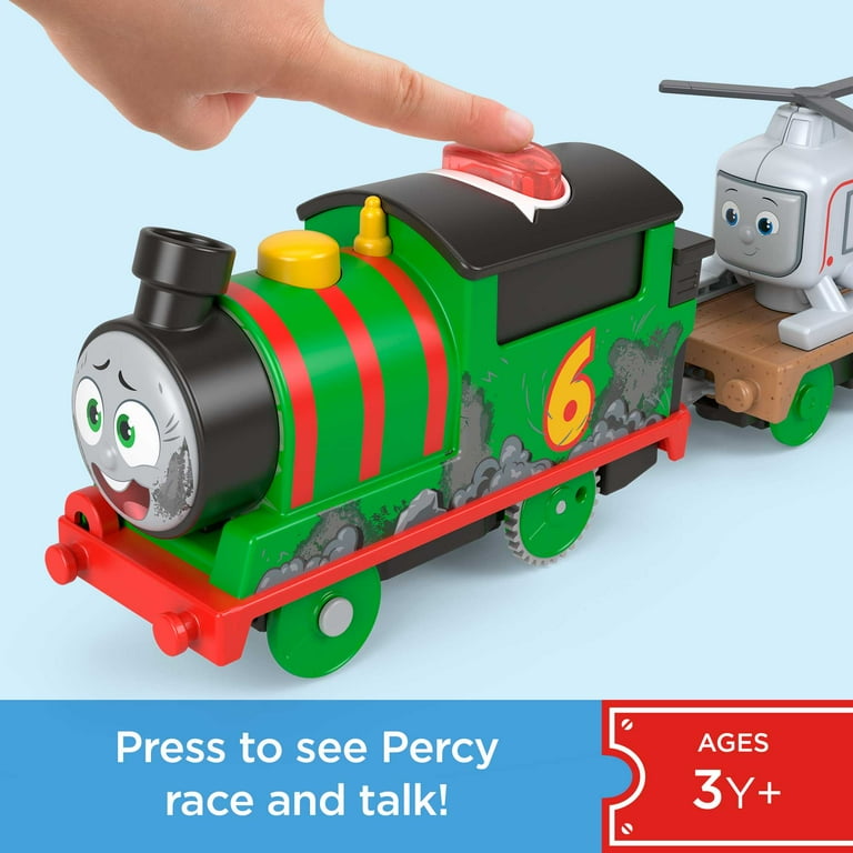 Thomas Friends Talking Percy Motorized Toy Train with Harold the Helicopter Cargo