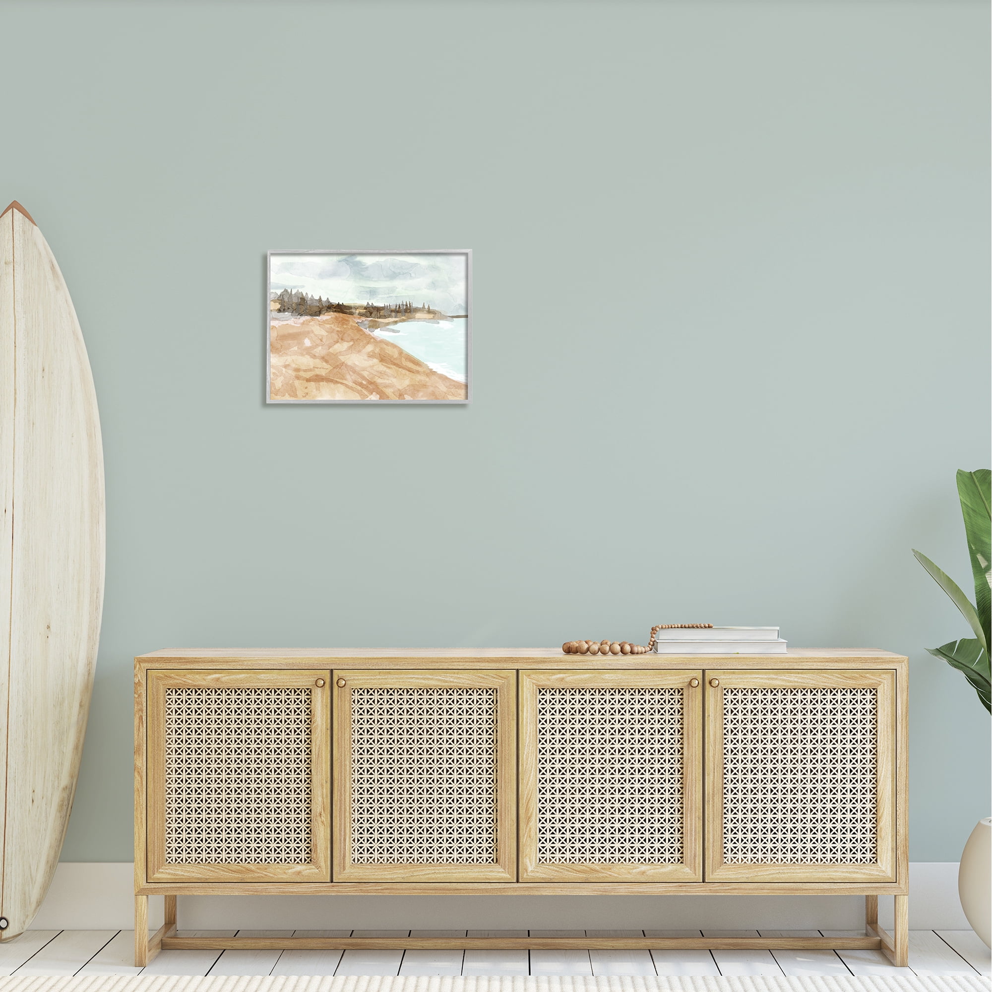 Stupell Abstract Sandy Beach Coastal Landscape Landscape Painting Gray Framed Art Print Wall Art