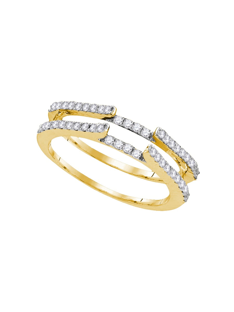 14kt Yellow Gold Womens Round Diamond Ring Guard Wrap Solitaire