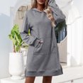 thumbnail image 5 of Vestido con abertura lateral y capucha, ajuste holgado, traje diario con hombros caídos para mujer Ygjytge Gris T M para Mujer, 5 of 5