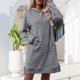 thumbnail image 5 of Vestido con abertura lateral y capucha, ajuste holgado, traje diario con hombros caídos para mujer Ygjytge Gris T M para Mujer, 5 of 5