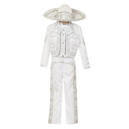 Rain Kids Boys White Horse Embroidery Elegant 6 Pc Charro Suit