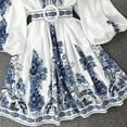 thumbnail image 6 of FAVIPT Dress for Women 2025 Casual Dressy Summer Beach Dresses Long Sleeve V Neck Large Hem Dress Elegant Floral Print Dresses Blue,S, 6 of 7