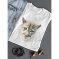 thumbnail image 3 of Beautiful White Puma Face T-Shirt Women -Image by Shutterstock, Female Large, 3 of 4