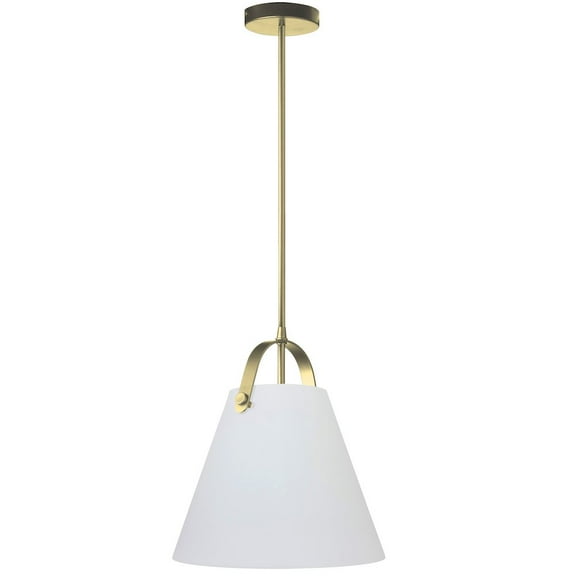 Dainolite 1 Light Pendant in Aged Brass w/ Opal Glass