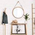 thumbnail image 3 of Round Wall Mirror- Circle 18 Inch Mirror Bamboo Frame with Adjustable Hanging Leather Strap for Bedroom Bathroom Living Room Entryway Vanity, 3 of 5