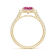 thumbnail image 2 of Angara Rings - Natural 1.9 ct Pink Sapphire Halo Ring with Diamonds in 14K Yellow Gold for Women (Size-9x7mm) | September Birthstone Jewelry, Birthday, Anniversary, Jewelry Gift for Women, 2 of 8