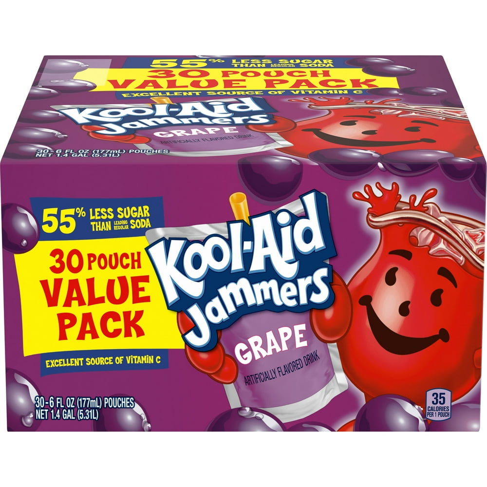 KoolAid Jammers Grape Artificially Flavored Soft Drink, 30 ct Box, 6