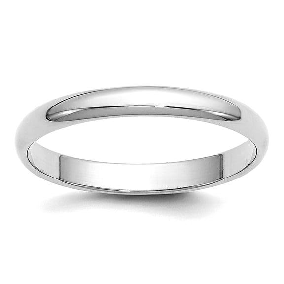10k White Gold Solid Polished 2.5mm Half Round Band Size 5.5 Ring Ring for Women and Men