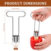 2Pcs Red Bell Pepper Seed Corer - Fruit Vegetable Stem Remover for Pepper Pineapple Pear Apple Tomato, 304 Stainless Steel Rust Resistant, Easy to Use & Clean Kitchen Gadgets Tool (1 Set)