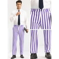 thumbnail image 4 of Unique Bargains Men's Striped Dress Pants Straight Leg Color Block Business Trousers 28 Purple White, 4 of 6