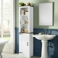 thumbnail image 3 of DIYART 71" Tall Bathroom Cabinet, Farmhouse Storage Cabinet with Adjustable Shelves, Narrow Linen Cabinet for Bathroom, Laundry, and, Living Room, White, 3 of 7