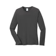 thumbnail image 5 of Port & Company Ladies Long Sleeve 100% Cotton T-Shirt, Charcoal, Large, 5 of 6