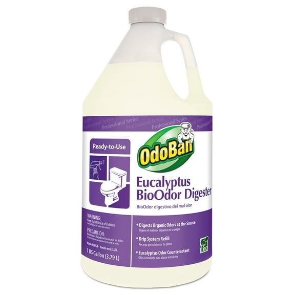 OdoBan Professional Cleaning Ready-to-Use BioOdor Digester Harsh Aroma Counteractant, 1 Gallon, Eucalyptus Scent
