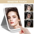 thumbnail image 4 of Travel Makeup Mirror &#*.&#Portable LED Lighted Makeup Mirror Rotation Touch Screen Vanity Mirror Color Dimmable Lighting Rechargeable Tabletop Folding Cosmetic Mirro, 4 of 6