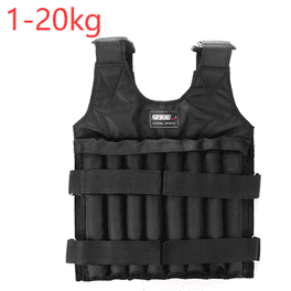 Gilet lesté pour homme et femme, gilet lesté réglable, veste lestée pour le sport, l'entraînement, la musculation, le jogging, charge 20 kg, sans poids (noir