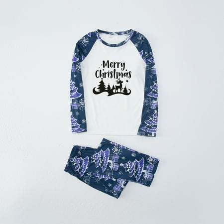 

DAETIROS Skin Friendly Warm Beach Pajamas Two-piece Christmas Home Cute Parent-child clothing Navy