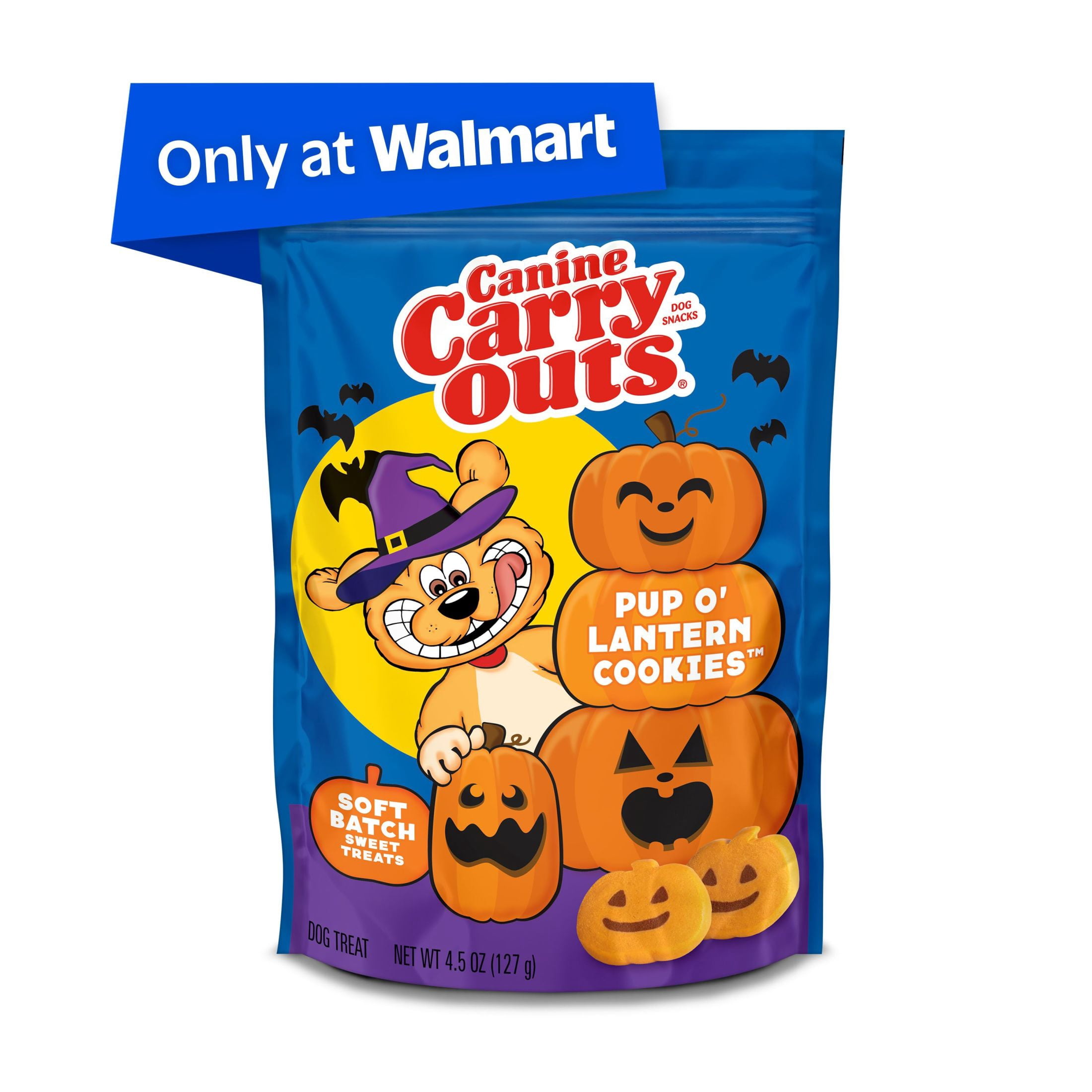 Canine Carry Outs Pup O’ Lantern Cookies, Chewy Dog Treats, 4.5 oz Bag