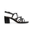 thumbnail image 3 of BLISSFUL STEP Women's Square Toe Knots Ankle Strap Block Heels Sandals Lime Black 9, 3 of 7