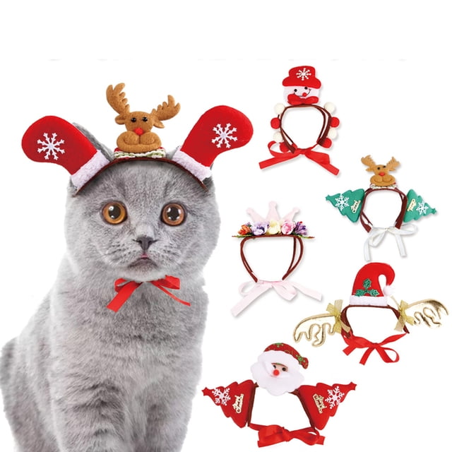 Flmtop Dogs Cats Christmas Patterns Headband Photography Props Pet Headwear Accessory Christmas Hat**