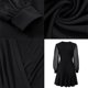 thumbnail image 3 of Vestido mini con volantes, cuello cuadrado, manga larga, vestido de fiesta, vestido de novia, negro, L, 3 of 6