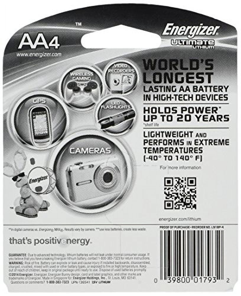 Energizer BF-W3DL-O4K4 Ultimate L91BP-4 Lithium AA Battery, 24 Batteries in Original Retail Packs Not Bulk