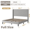 thumbnail image 3 of Frostbloom Full Size Linen Fabric Upholstered Bed with Wingback Headboard, Light Gray, 3 of 8