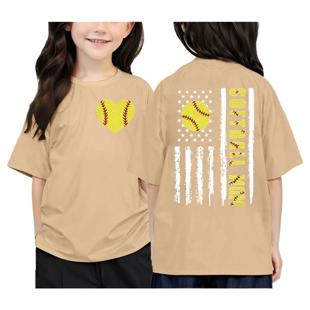 Hiiyo T-Shirt Graphique de Baseball pour Fille, Manches Courtes, Ample, Sport pour Enfants