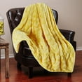 thumbnail image 2 of Chanasya Super Soft Fuzzy Faux Fur Elegant Rectangular Embossed Throw Blanket | Fluffy Plush Sherpa Microfiber Sunny Yellow Blanket for Bed Couch Living Room Fall Winter Spring (50" x 65") - Yellow, 2 of 5