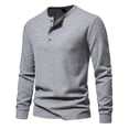 thumbnail image 2 of Men Henley Long Sleeve T-Shirt Casual Pullover Soft Stretch Basic Fall Tops Cotton Button Solid Color 2025, 2 of 5
