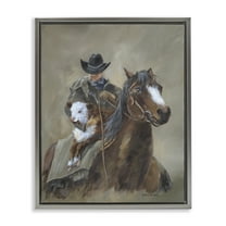 Stupell Ranch Cowboy Western Horse Animals & Insects Painting Gray Floater Framed Art Print Wall Art