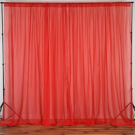 10ft Fire Retardant Red Sheer Voil Curtain Panel Backdrop