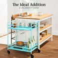 thumbnail image 6 of ZYPPP Outdoor Mobile Patio Bar Cart, Home Bar Serving Cart, BBQ Side Table w/ 2 Tier Storage, Wine Rack, Lockable Wheels - Teal, 6 of 9