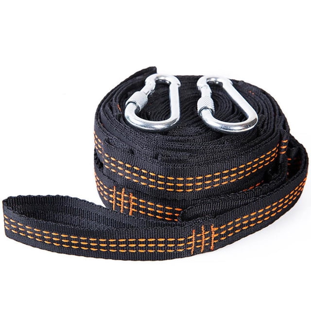 mmirethe 2pcs Super Strong Hammock Straps with Carabiners Buckles Camping Hiking Tree Hanging Belt Rope Orange
