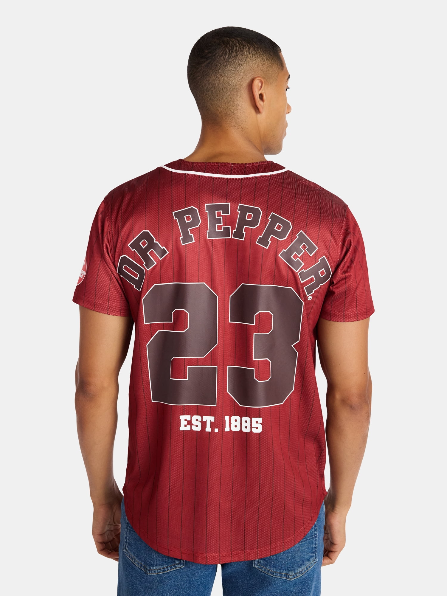Dr Pepper Men's & Big Men's Graphic Button Up Jersey, Sizes XS-5XL