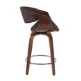 thumbnail image 3 of Curvini Mid-Century Modern Counter Stool In Walnut Wood And Charcoal Fabric - Set Of 2, 3 of 7
