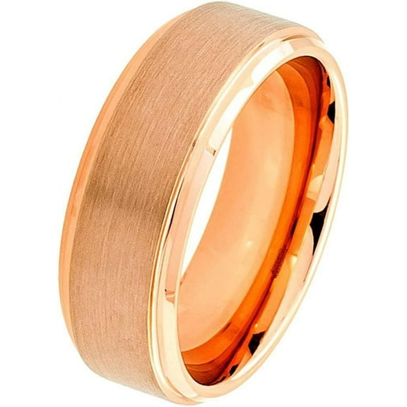 Tungsten Rings for Men Wedding Bands for Him Womens Wedding Bands for Her 6mm Rose Gold Brushed Center