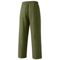 thumbnail image 5 of Baby Girl Pants Solid Print Elastic Waist Wide Leg Straight Leg Trousers Pants for Casual Army Green 6 Years-7 Years, 5 of 6