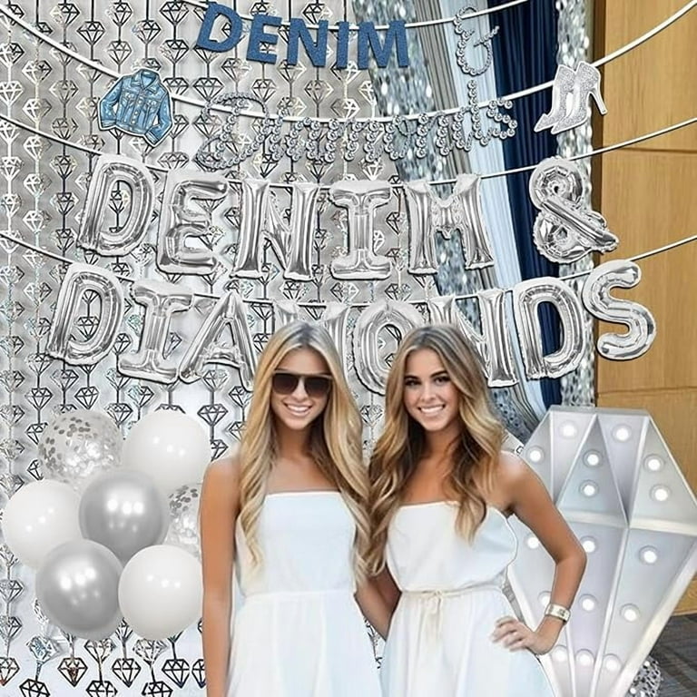 Denim and Diamonds Party Decorations, Denim and Diamonds Bachelorette  Banner Foil Fringe Balloons for Bridal Birthday Wedding Engagement -  Walmart.com