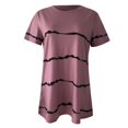 thumbnail image 3 of Hauts d'Été pour Femmes Grande Taille à Manches Courtes Mode T-shirt Ample à Manches Courtes pour Femmes Col Rond Hauts à Imprimé Rayé T-shirt à Col en V pour Femmes en Liquidation, 3 of 5