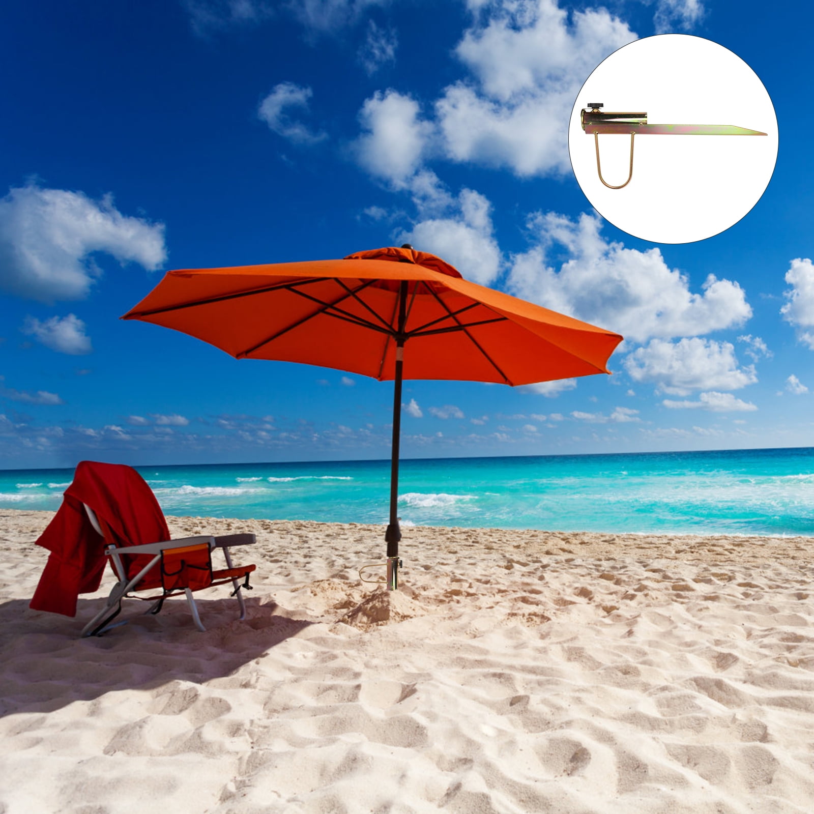 TOYMYTOY 1Pc Golden Umbrella Stand Iron Holder Beach Umbrella Base for Firm Sand and Soil Support