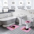 thumbnail image 6 of Cute Girl Bathroom Rugs Set Pink White Stripe Bow Cartoon Vintage Style Non Slip Absorbent Soft Bath Mats 3 Piece Set with Bathroom Rug, U-Shaped Floor Mat, Toilet Seat Cover Large Size, 6 of 9