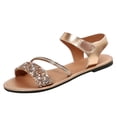 thumbnail image 2 of Willtoo Women's Sparkly Rhinestone Flat Sandals, Glitter Dressy Summer Shoes, Adjustable Hook and Loop Strap Sandals for Wedding Party Beach, 2 of 6