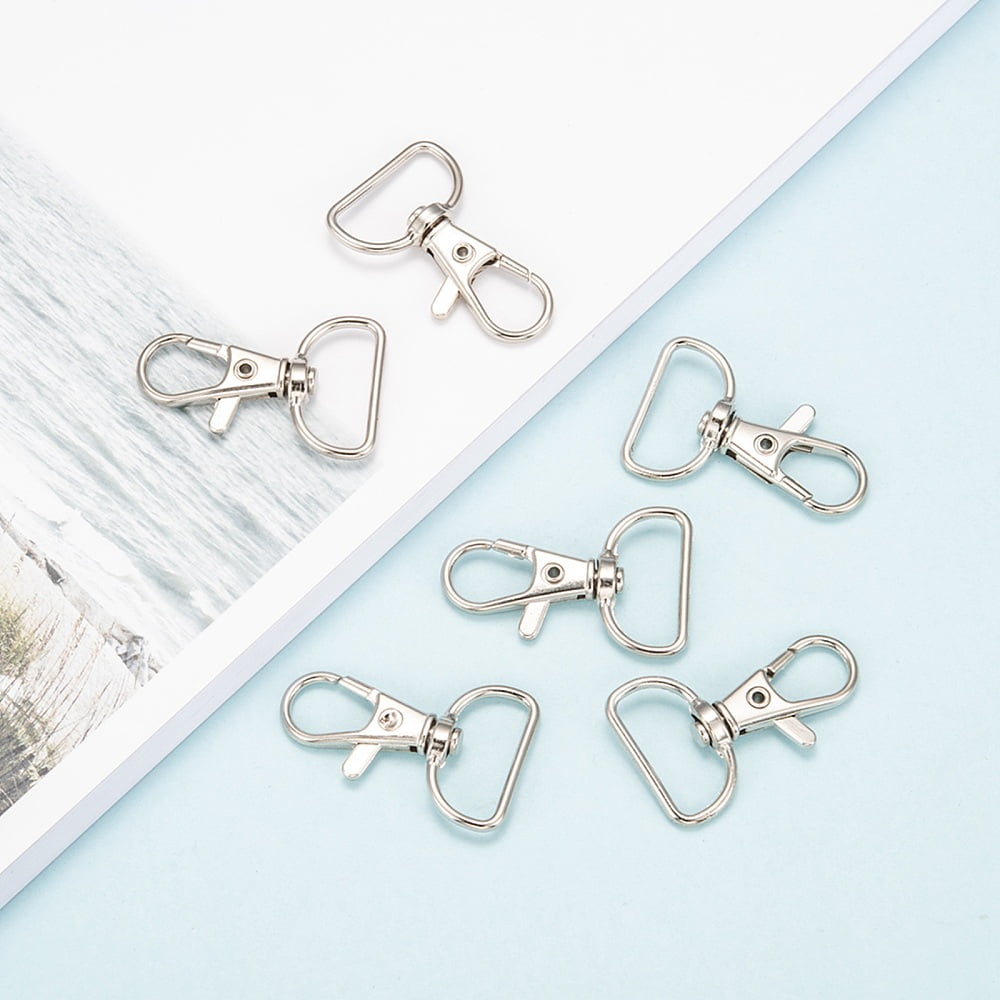 Zinc Alloy Swivel D Rings Lobster Claw Clasps Swivel Snap Hook Platinum 38x24mm Hole: 8x20mm for DIY