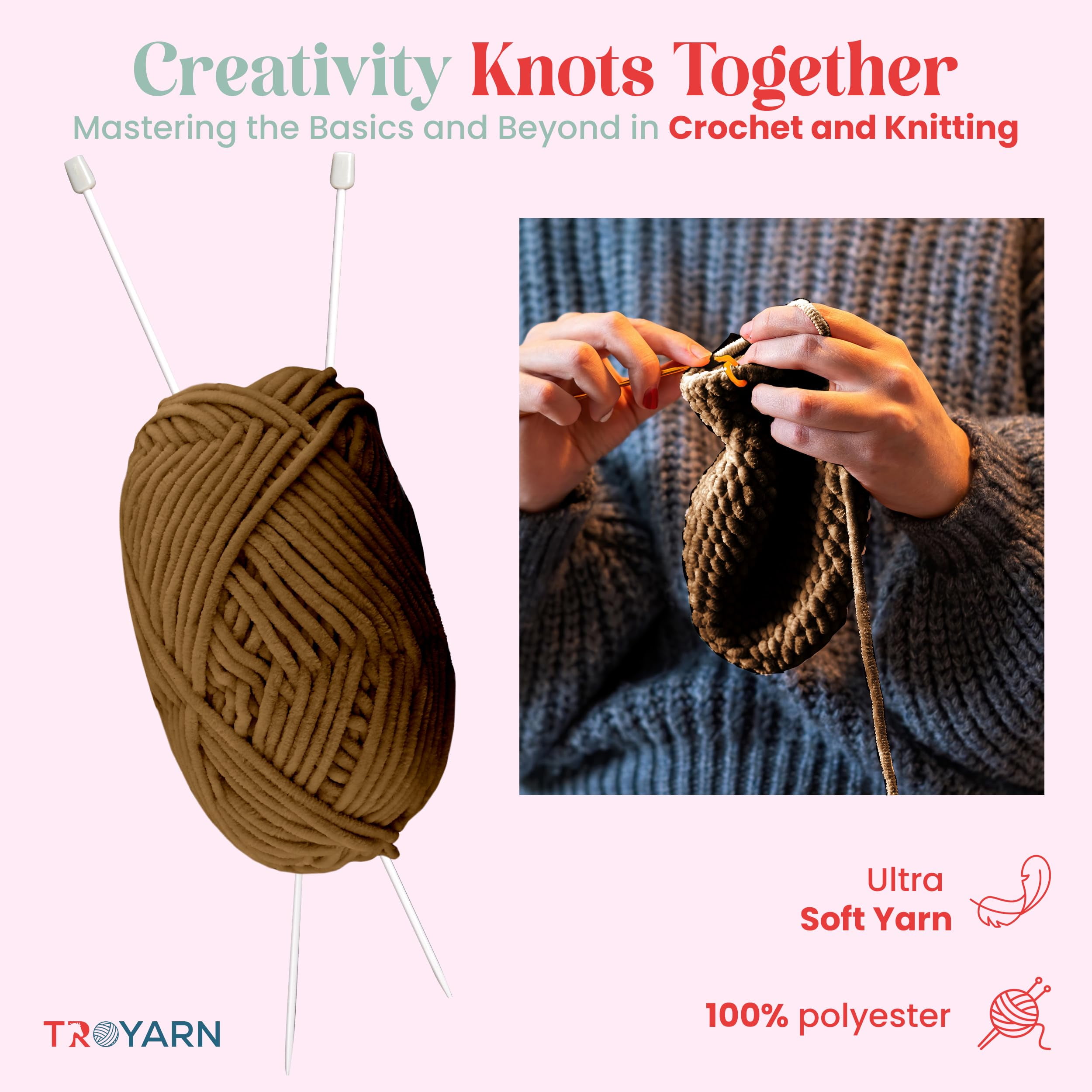 Velvet Yarn for Crocheting - Chenille Yarn, 100g (132 Yards) Amigurumi Yarn, Fluffy Yarn, Plush Yarn, Baby Blanket Yarn for Crocheting, Size 6