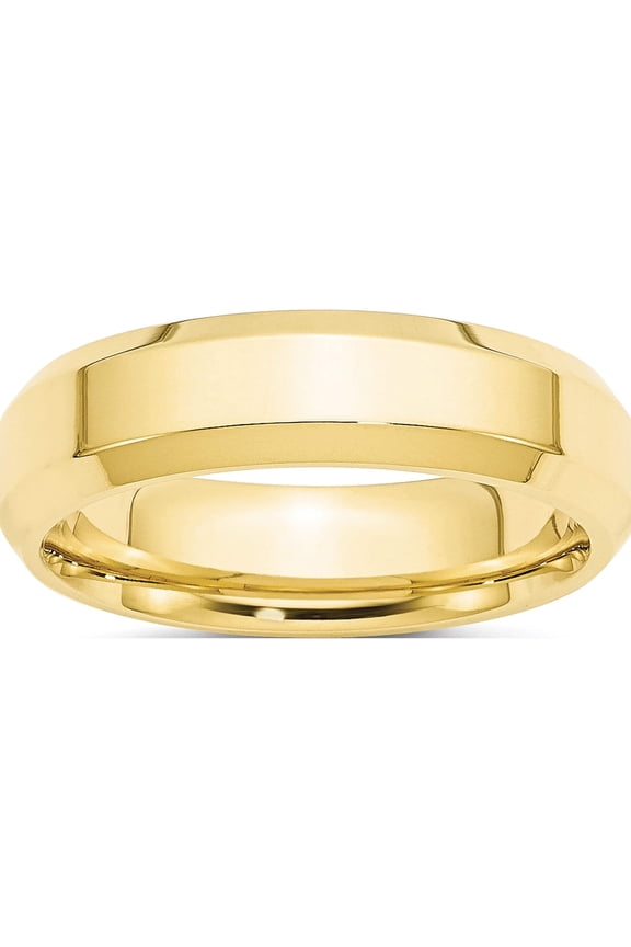 10K Yellow Gold 10Ky 6mm Bevel Edge Comfort Fit Band Size 13.5 Made In United States 1bec060-13.5