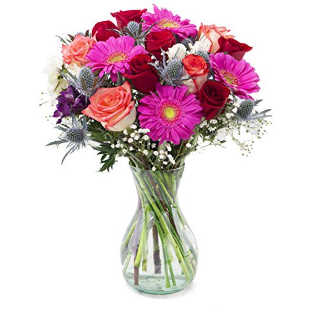 Sunset by Arabella Bouquets with a Free Elegant HandBlown Glass Vase