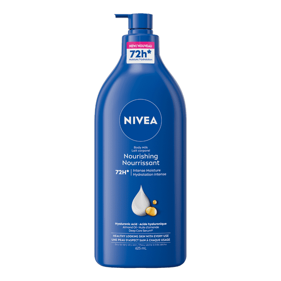 Lotion corporelle hydratante et nourrissante 72 heures NIVEA, lait corporel avec acide hyaluronique, 625 ml
